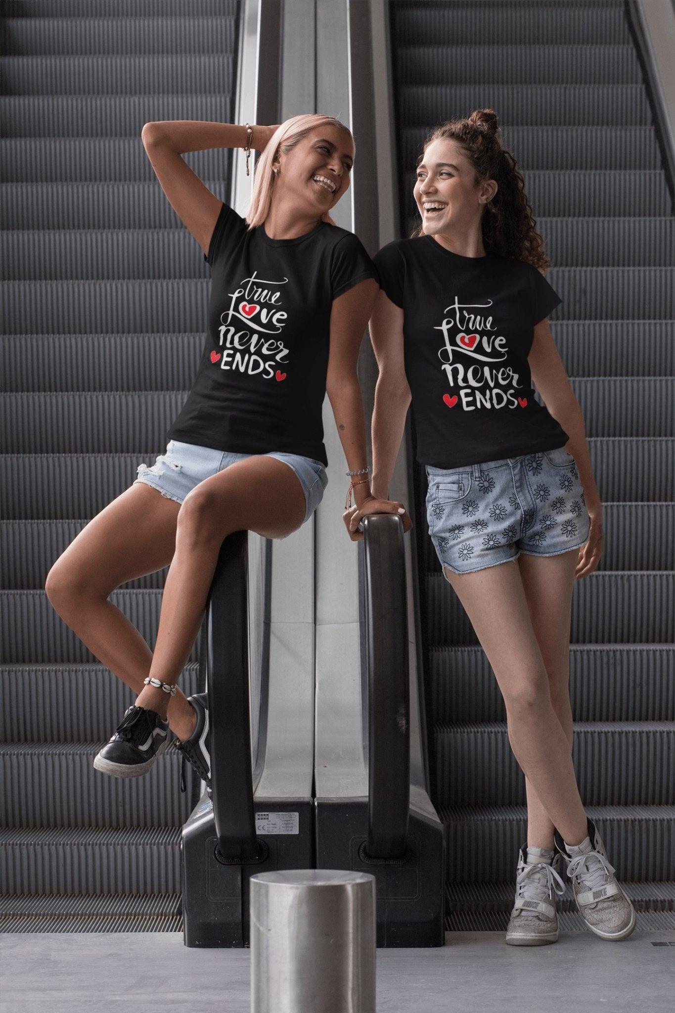 Pride T Shirt For Women In Black Colour - True Love Never Ends Variant