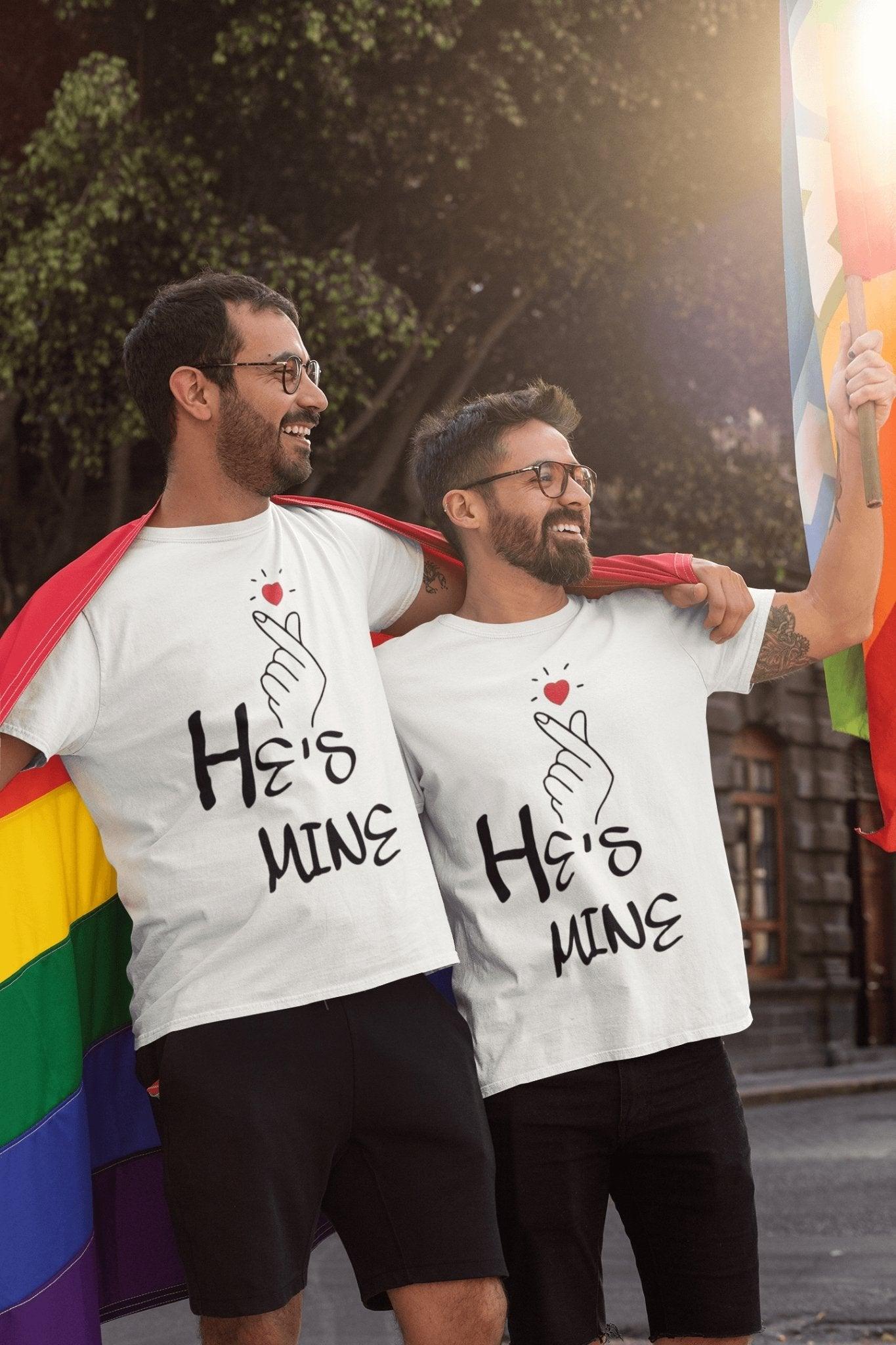 Pride T Shirt for Gay In white Colour - He Is Mine Variant