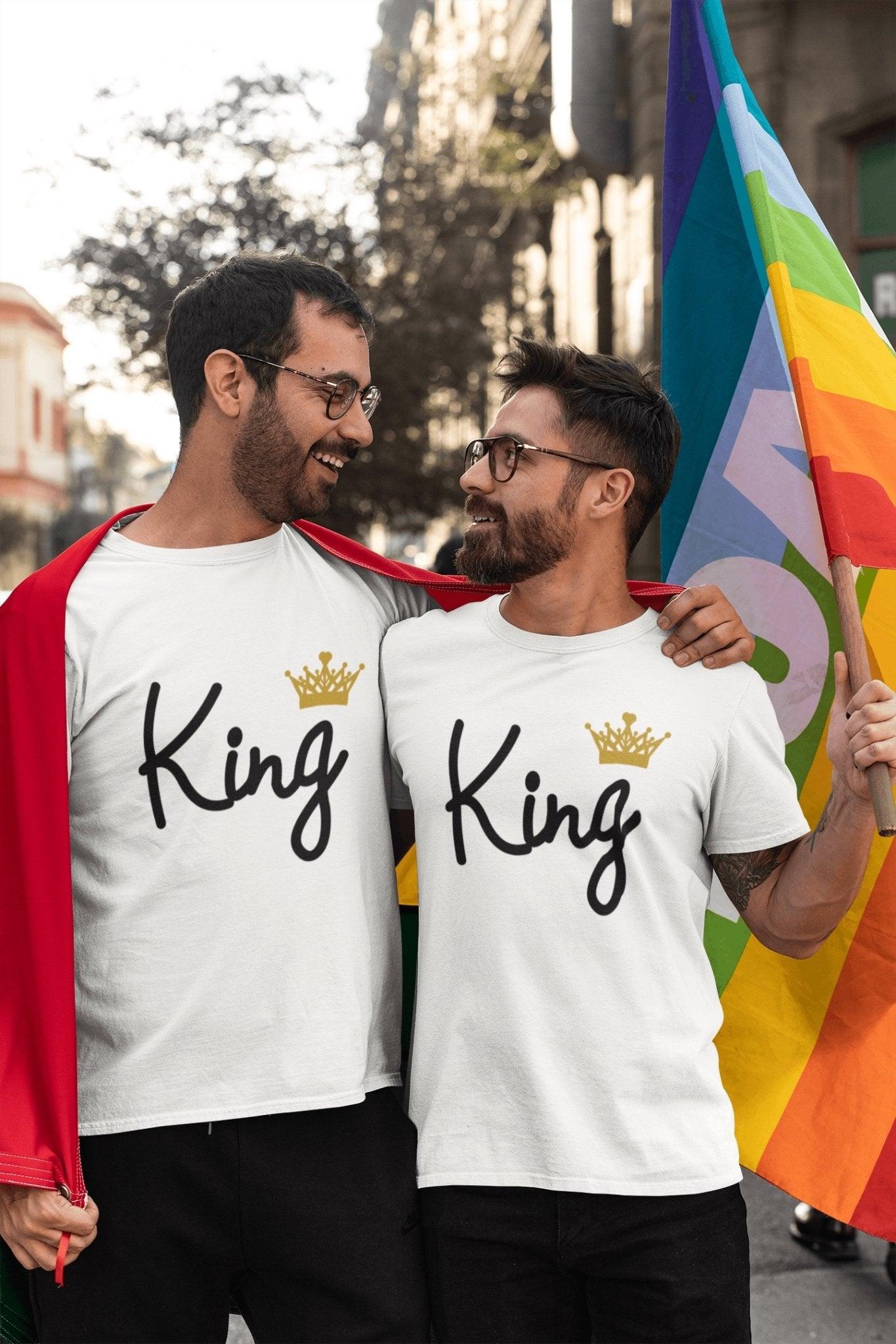 Pride T Shirt For Gay In White Colour - Kings Golden Crown Variant