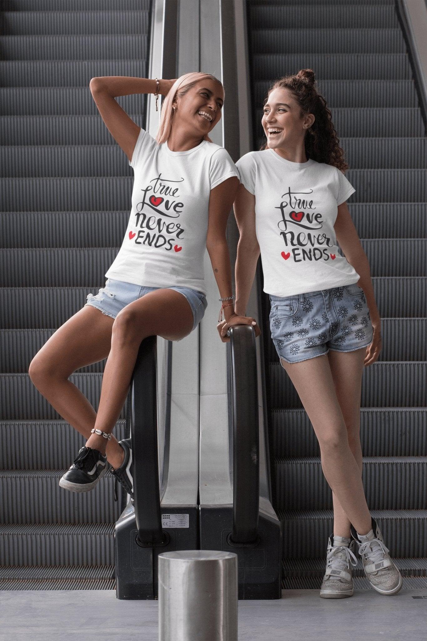 Pride T Shirt For Women In White Colour - True Love Never Ends Variant