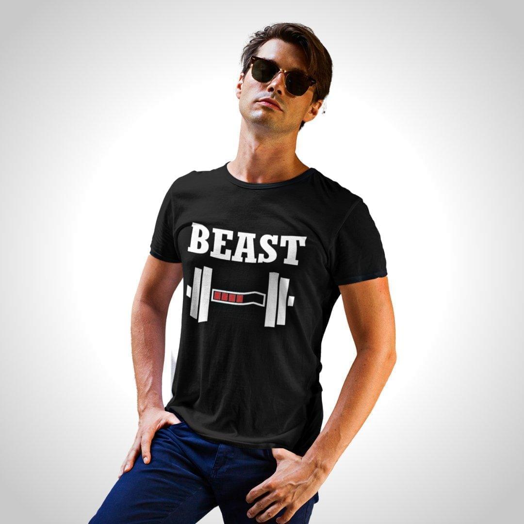 Printed Graphic T Shirt For Men In Black Colour - Beast Variant