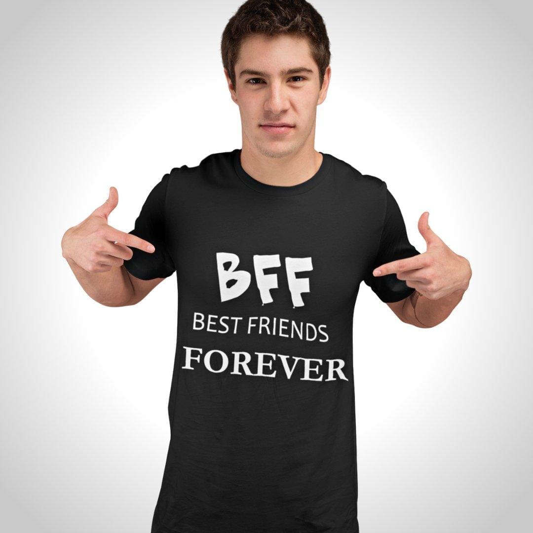 Printed Graphic T Shirt For Men In Black Colour - BFF Best Friends Forever Variant