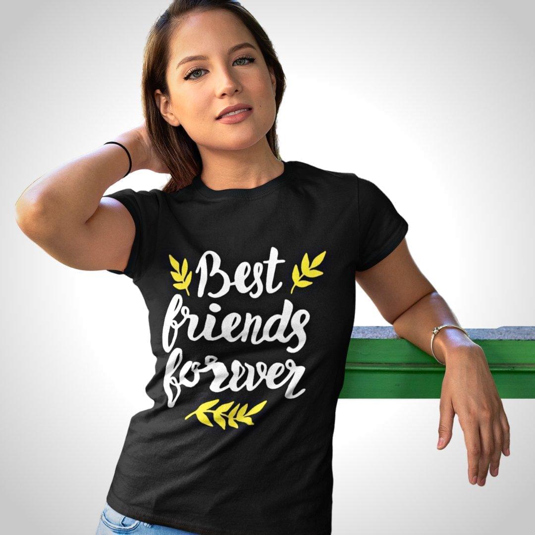 Printed Graphic T Shirt For Women In Black Colour - Best Friends Forever Variant
