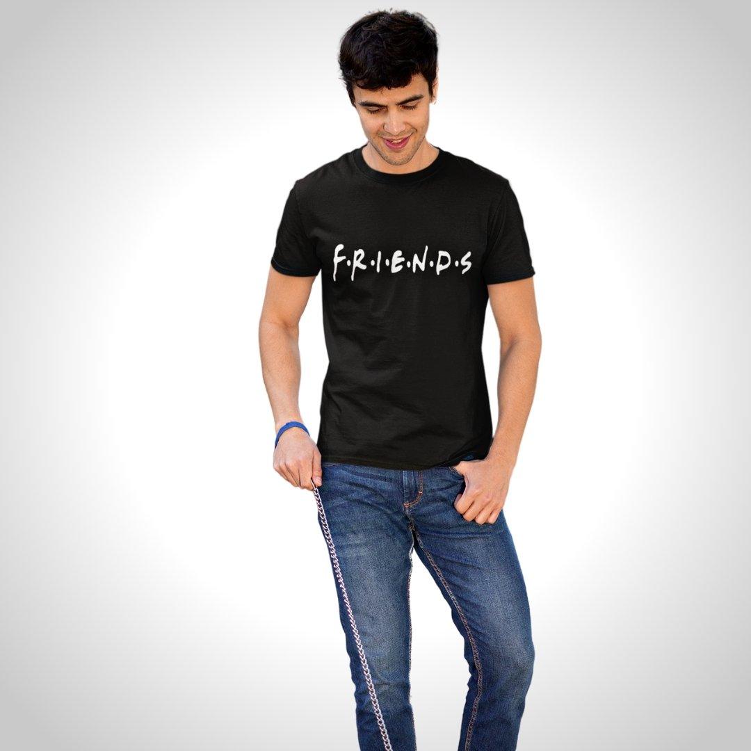 Printed Graphic T Shirt For Men In Black Colour - FRIENDS Variant