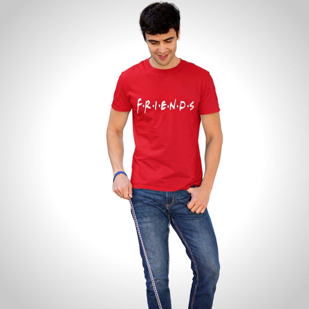 Printed Graphic T Shirt For Men In Red Colour - FRIENDS Variant