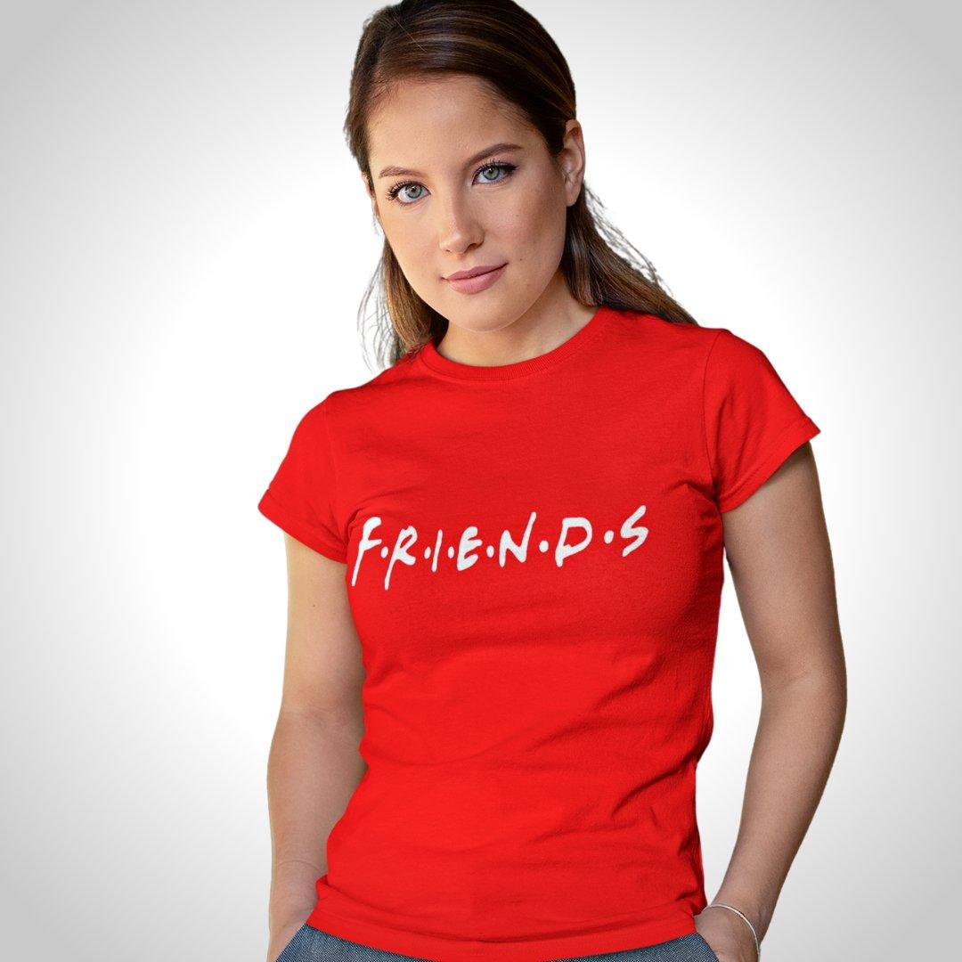Printed Graphic T Shirt For Women In Red Colour - FRIENDS Variant