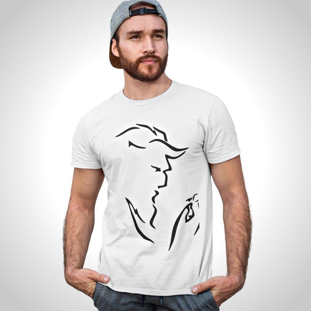 Printed Graphic T Shirt For Men In White Colour - Beast Rings Variant