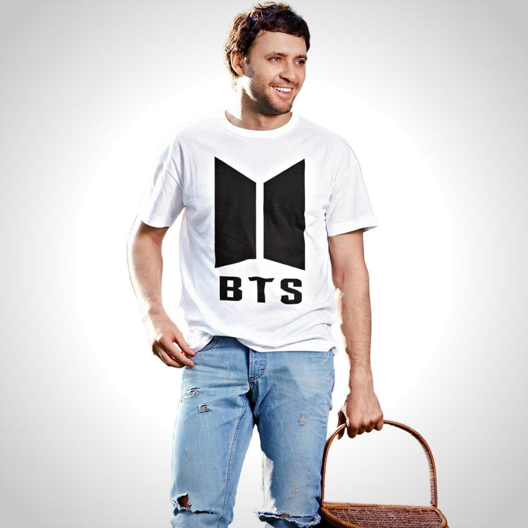 Printed Graphic T Shirt For Men In White Colour - BTS Variant