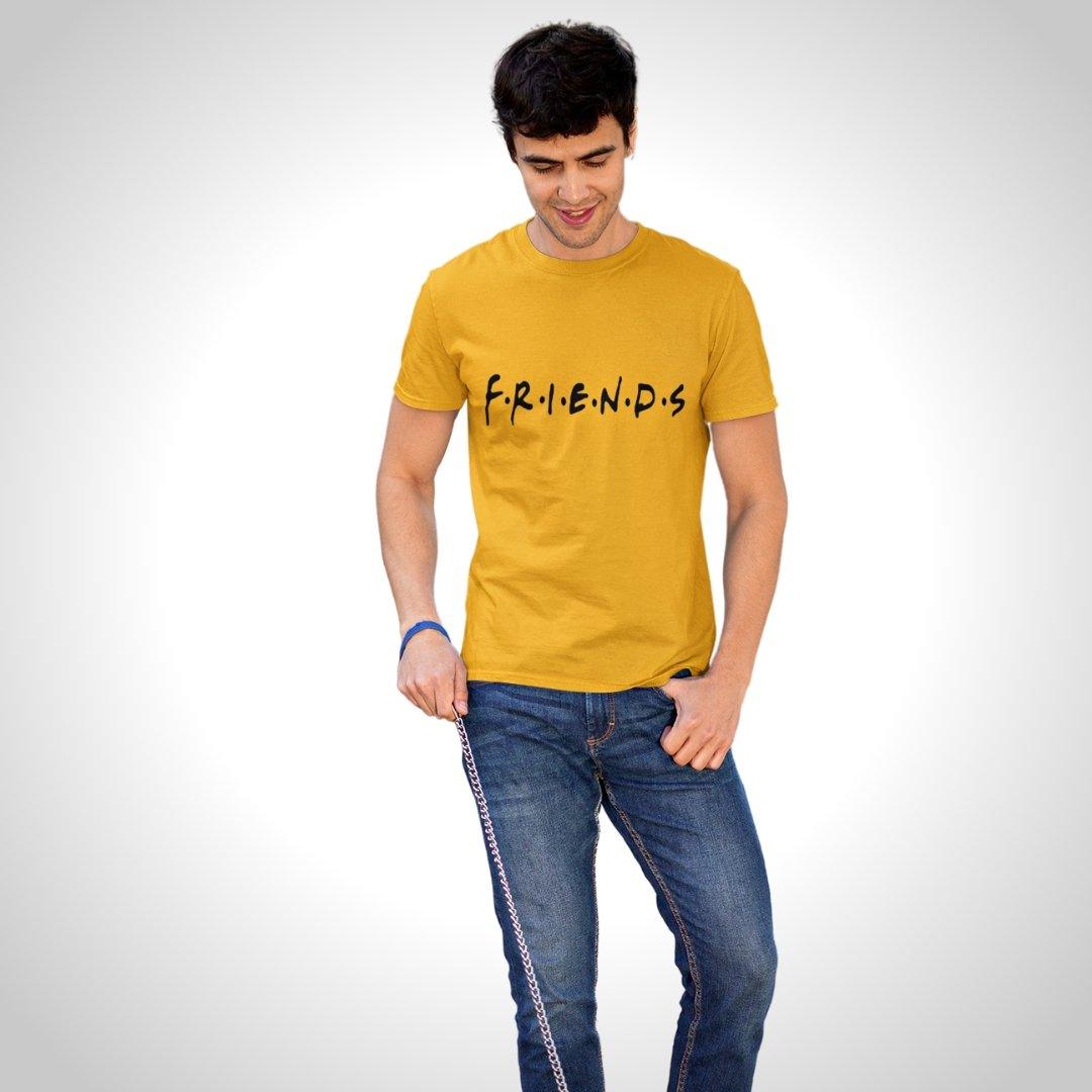 Printed Graphic T Shirt For Men In Yellow Colour - FRIENDS Variant