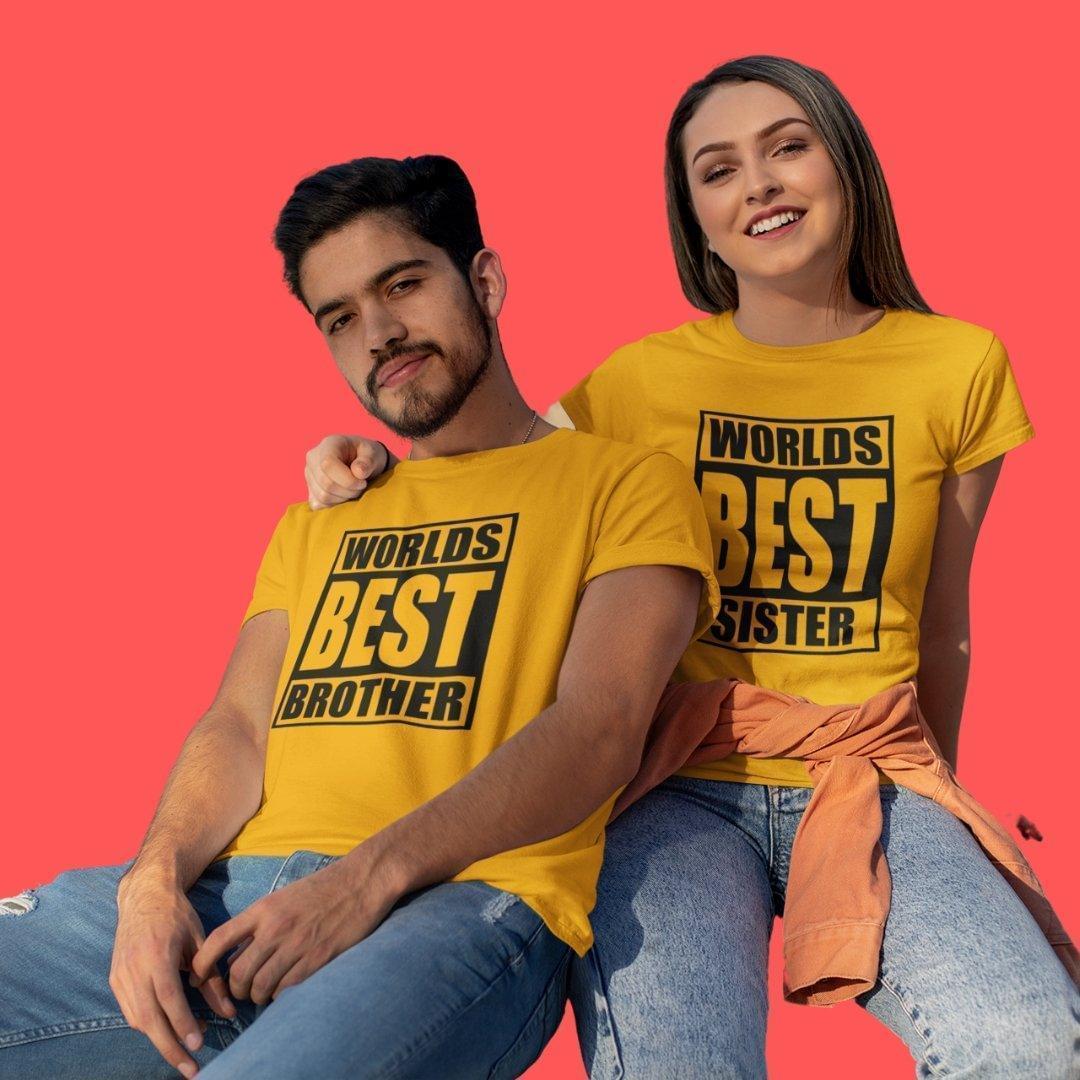 Sibling T Shirt for Adult Brother and Sister in Yellow Colour - Worlds Best Brother Sister Variant