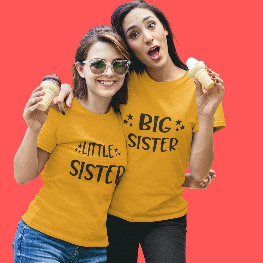 Sibling T Shirt for Adult Sisters in Yellow Colour - Big Sister Little Sister Variant