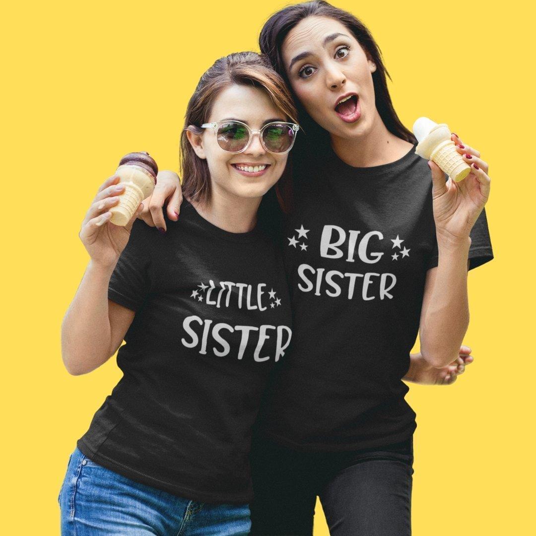Sibling T Shirt for Adult Sisters in Black Colour - Big Sister Little Sister Variant