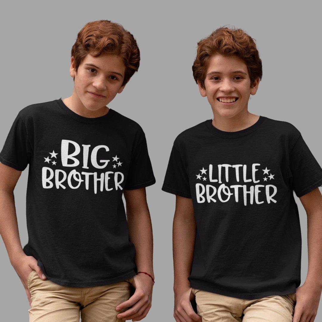 Sibling T Shirt for Kids Brothers in Black Colour - Big Brother Little Brother Variant