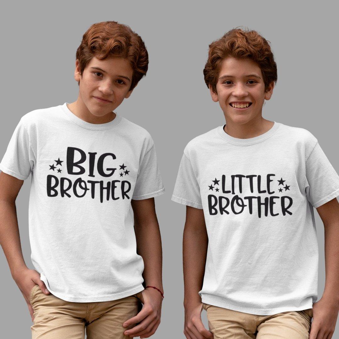 Sibling T Shirt for Kids Brothers in White Colour - Big Brother Little Brother Variant