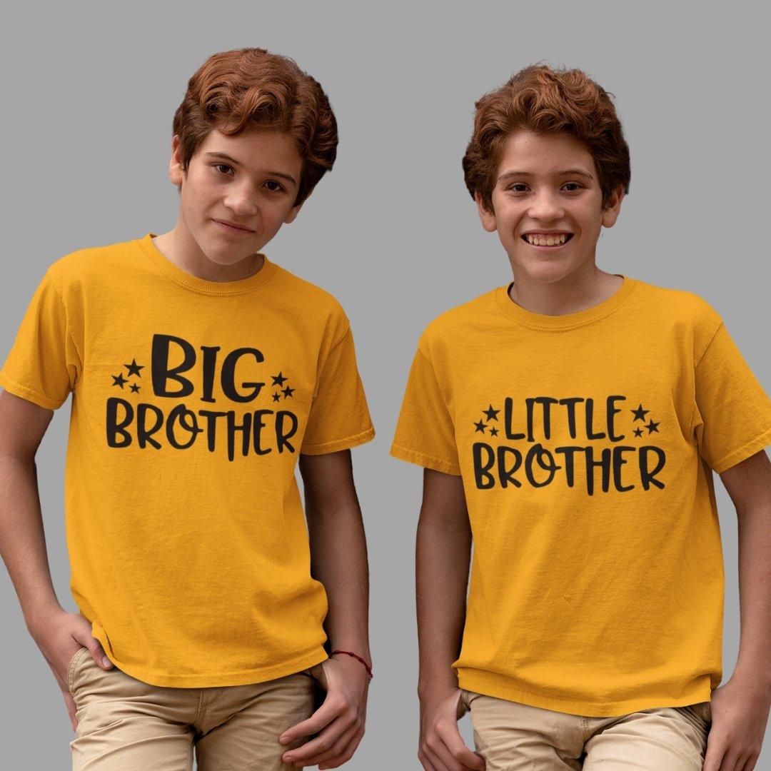 Sibling T Shirt for Kids Brothers in Yellow Colour - Big Brother Little Brother Variant