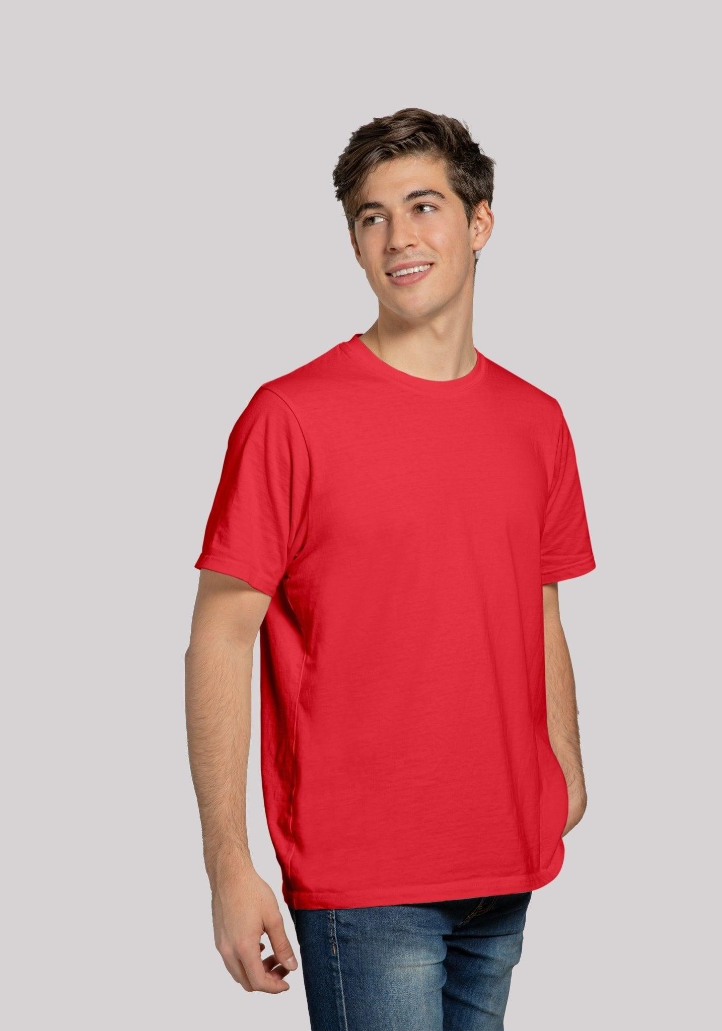 Solid Plain T Shirt Combo For Men In Crimson Red Colour Variant
