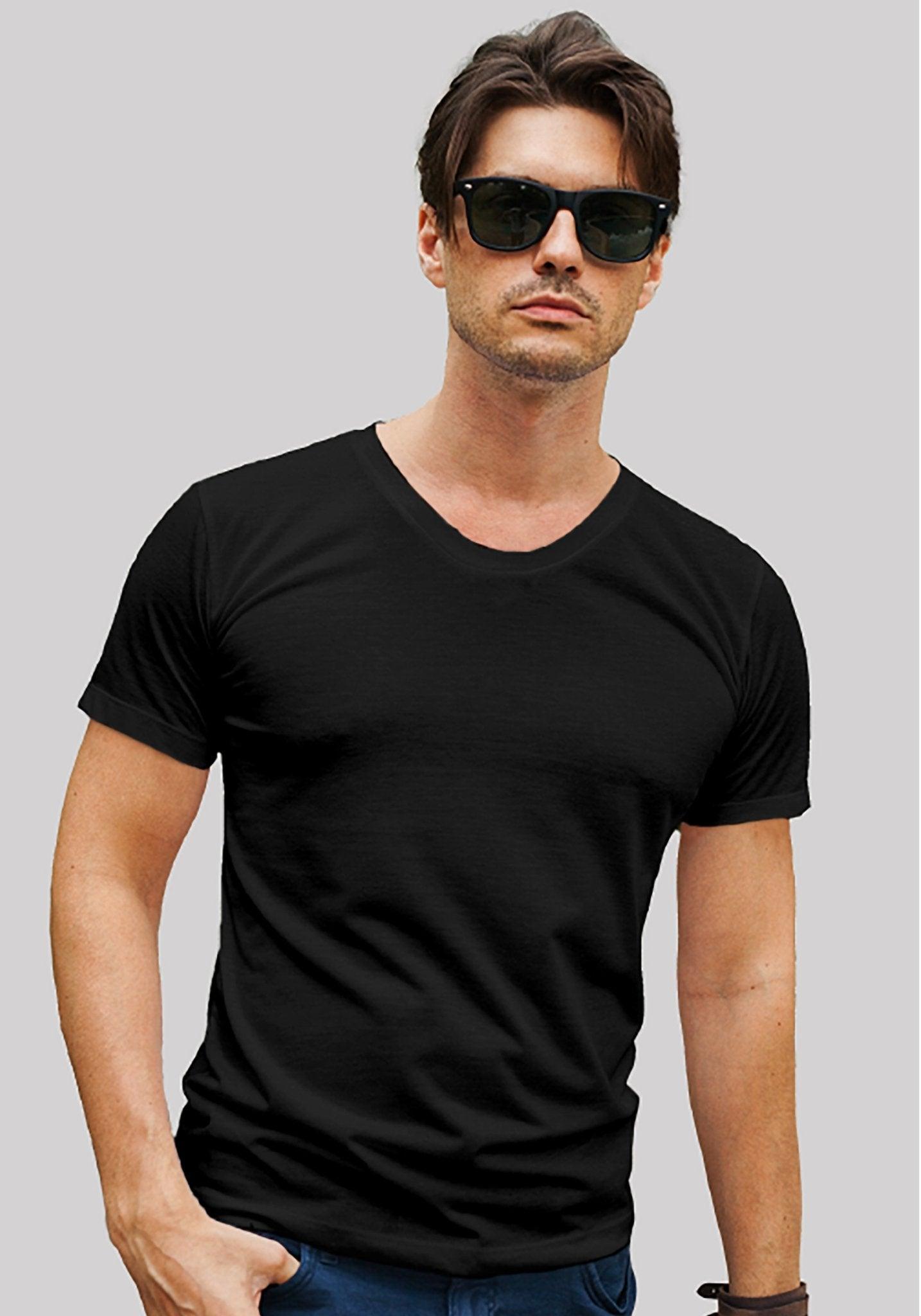 Solid Plain T Shirt Combo For Men In Jet Black Colour Variant