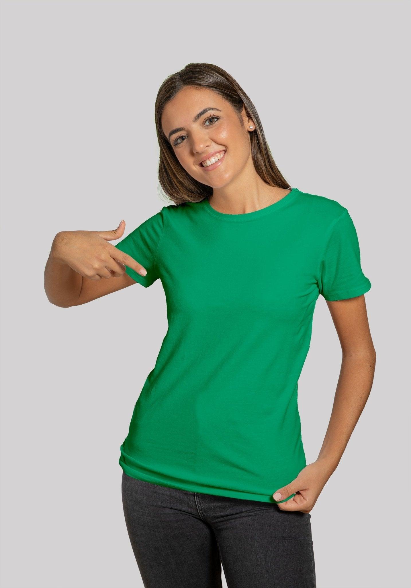 Solid Plain T Shirt  For Women In Spanish Green Colour Variant